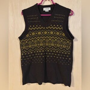 J. Crew lambs wool V-Neck Sweater Vest in Brown and Yellow. Medium